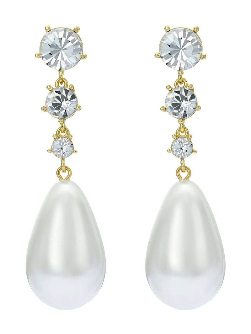 Ted Baker gold tone white crystal Pearsti statement bead drop earrings (British brand)