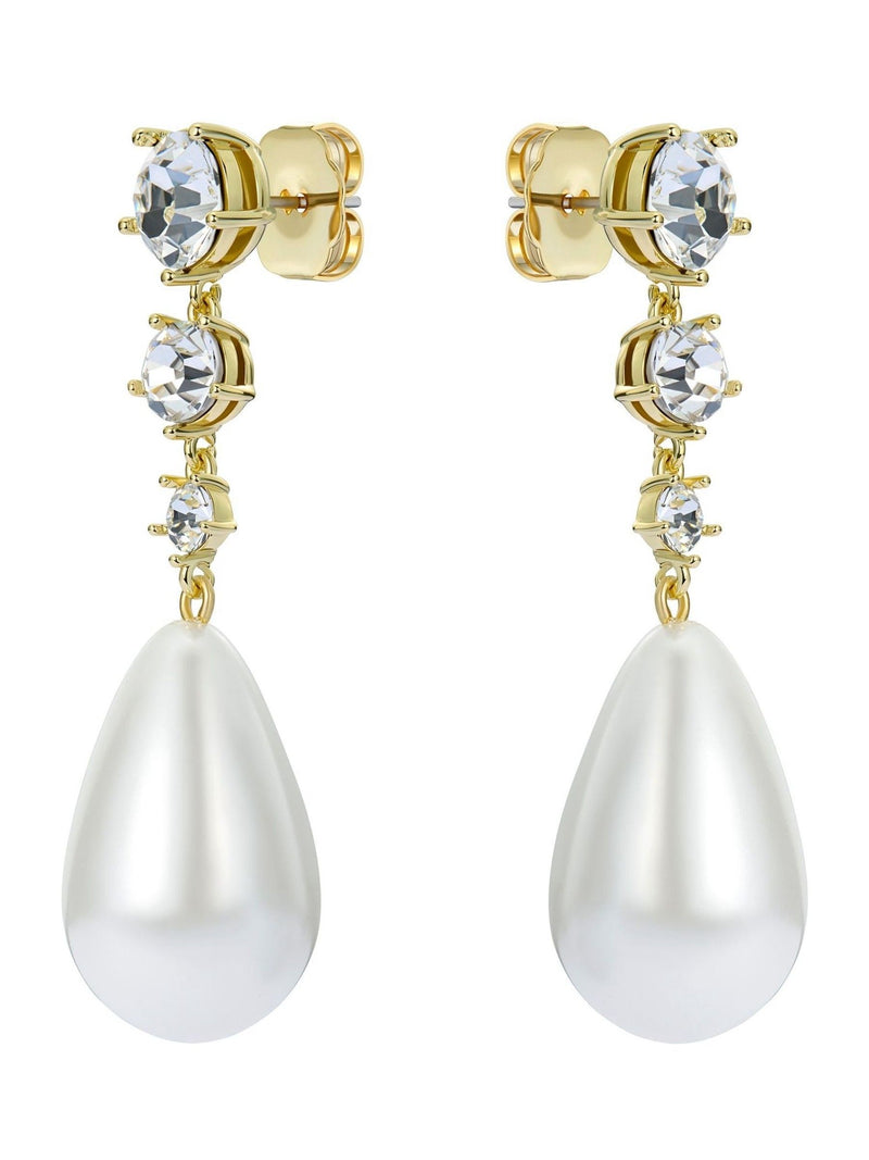 Ted Baker gold tone white crystal Pearsti statement bead drop earrings (British brand)