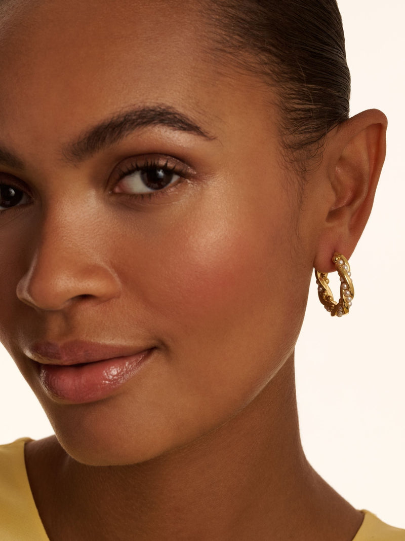 Ted Baker gold pearl hoop earrings 1.7cm diameter (British brand)