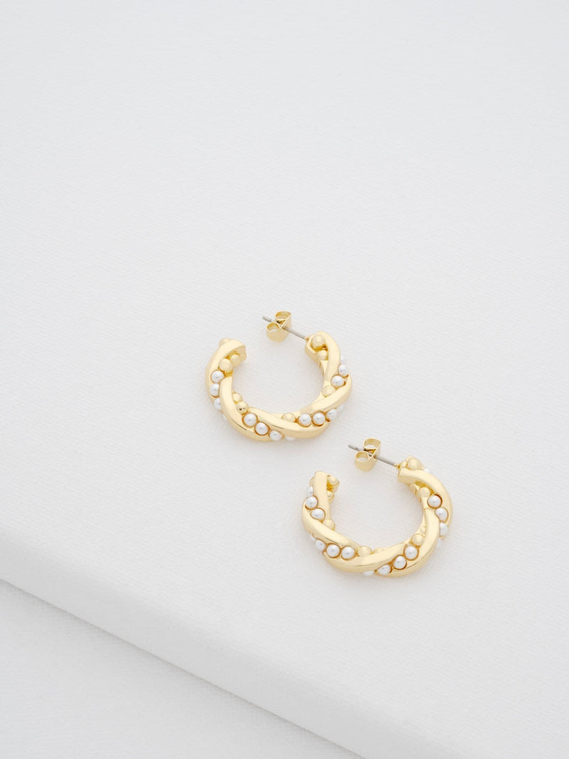 Ted Baker gold pearl hoop earrings 1.7cm diameter (British brand)
