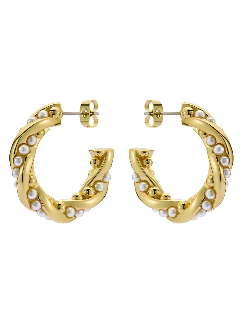 Ted Baker gold pearl hoop earrings 1.7cm diameter (British brand)