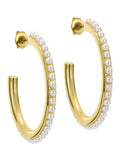Ted Baker Gold Tone Pearl Peraa Medium Hoop Earrings (British brand)