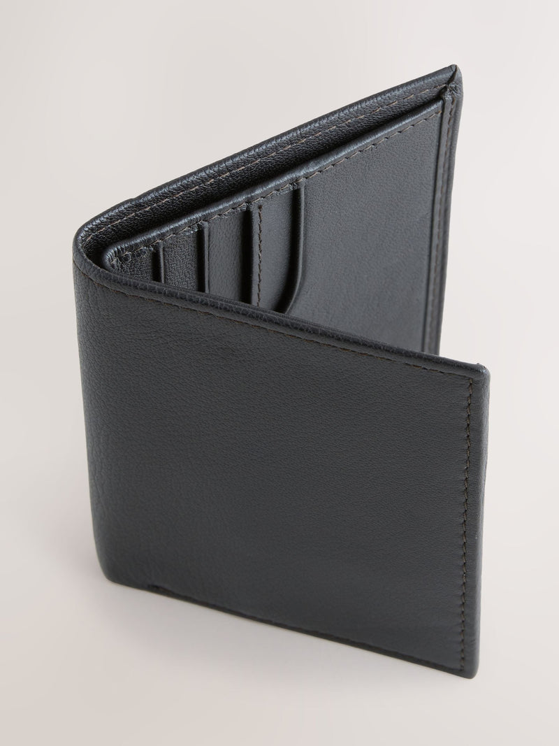 Brown leather bifold wallet mini cardholder, imported from the UK