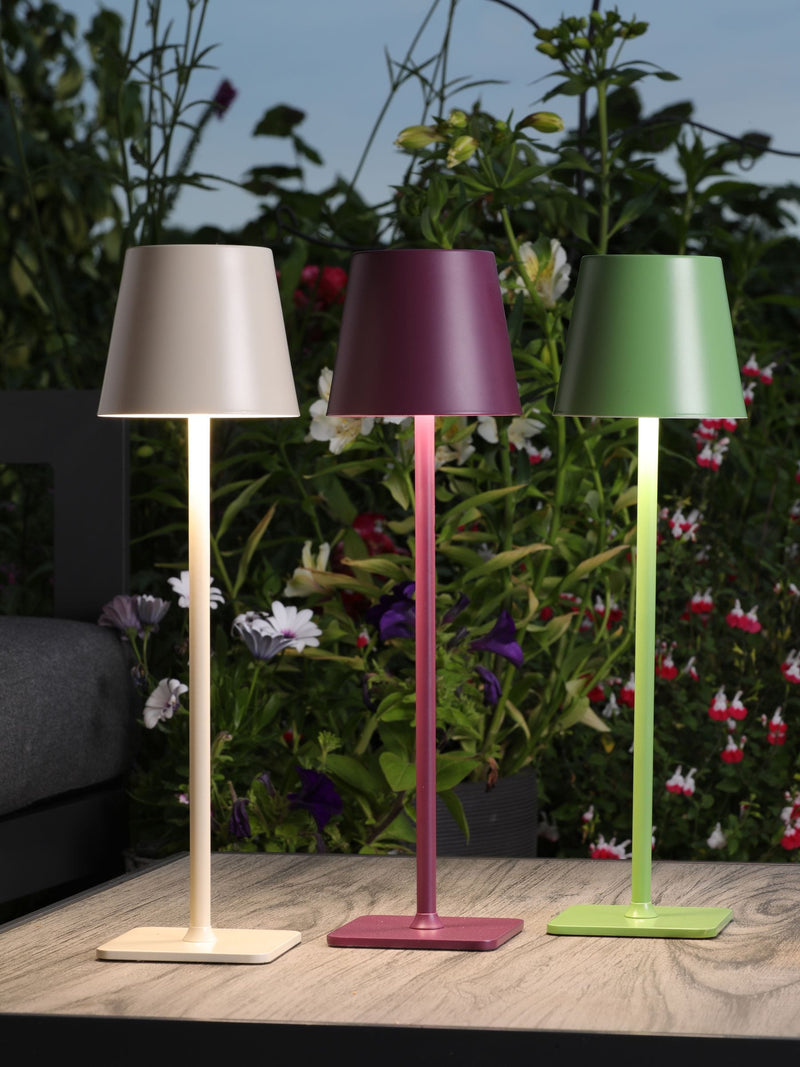 Dar Lighting Derrick rechargeable outdoor USB table lamp, imported from the UK