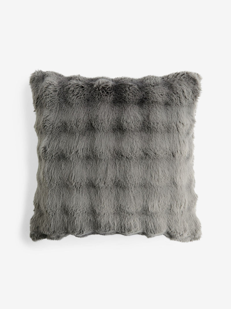 Aspen faux fur cushion 59x59cm charcoal grey, UK version