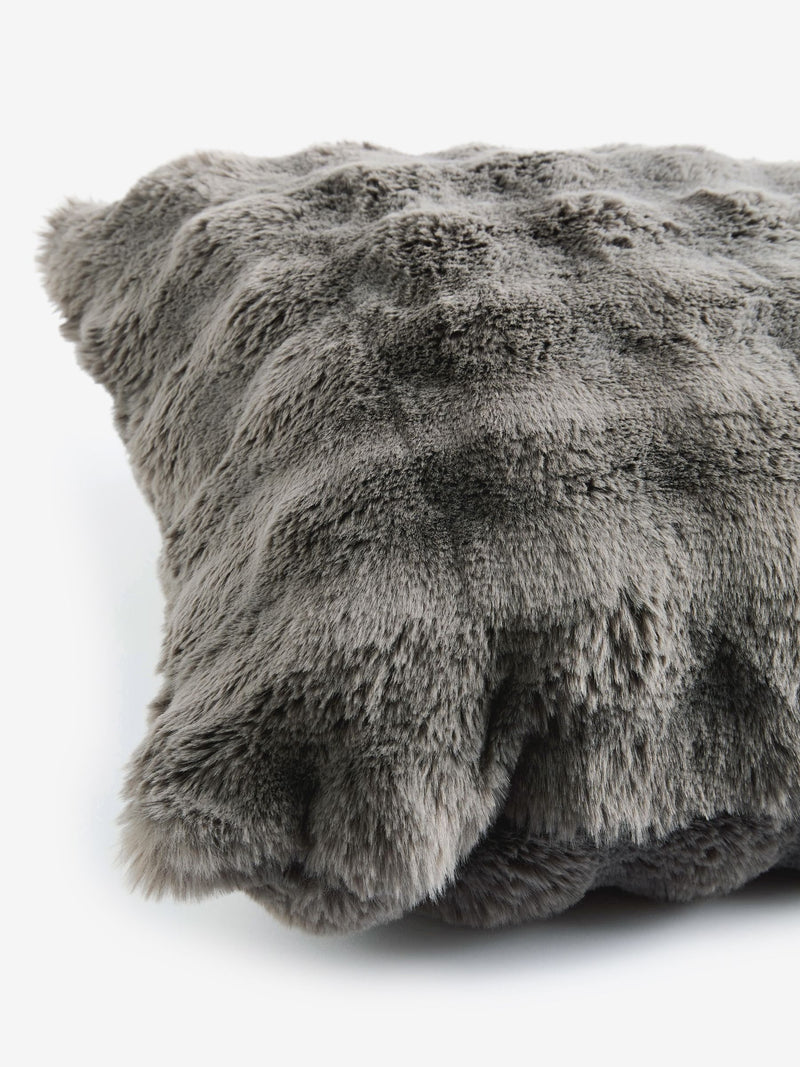 Aspen faux fur cushion 59x59cm charcoal grey, UK version
