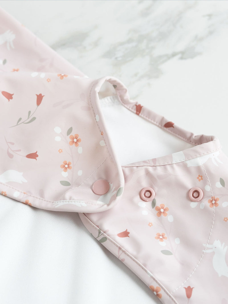 Bibado coverall weaning bib pink botanical bunnies - British product