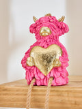 Pink Hamish Highland cow heart hanging decoration 15x7x7cm, imported from the UK