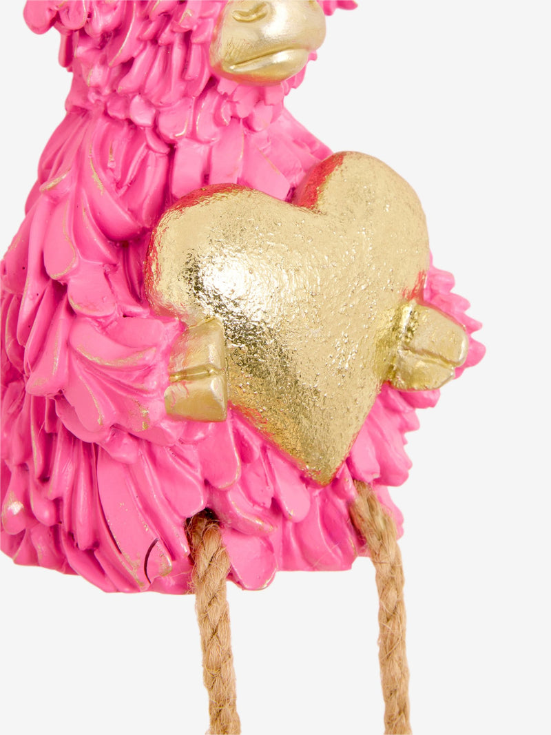 Pink Hamish Highland cow heart hanging decoration 15x7x7cm, imported from the UK