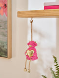 Pink Hamish Highland cow heart hanging decoration 15x7x7cm, imported from the UK