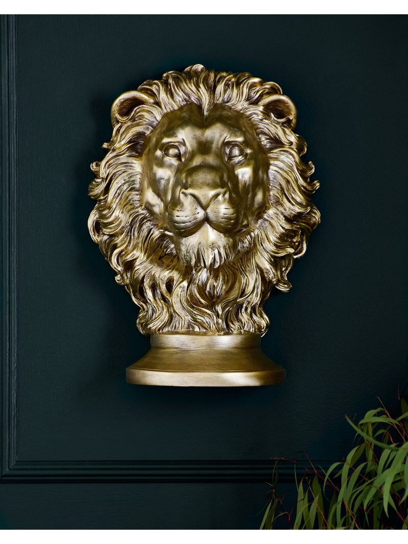 Gold Lion Head Wall Plaque