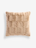 Natural textured faux fur check cushion 50cm, imported from the UK