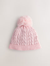 Next Pink Pointelle Cable Knitted Pom Hat- Buy online at McGrocer