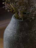 Artificial dried seed pod arrangement in stone-effect vase 45cm height, imported from the UK