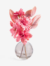 Metallic Pink Artificial Azalea Arrangement in Glass Vase 20cm