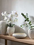 White artificial orchid in Fairford vase 67cm height (British brand)