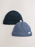 Blue knitted baby beanie hats 2 pack soft, UK version