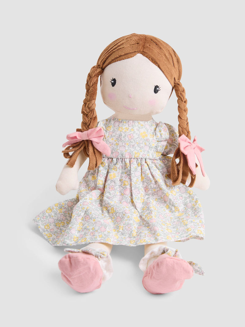 JoJo Maman Bébé ditsy rag doll with floral dress - British product