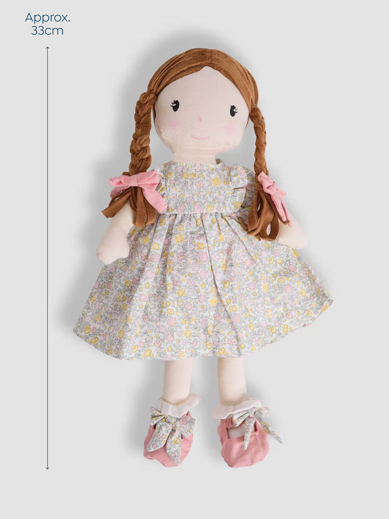JoJo Maman Bébé ditsy rag doll with floral dress - British product
