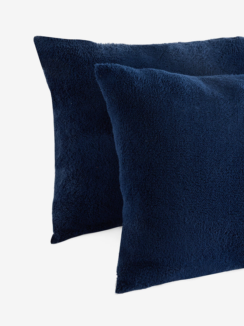 Navy teddy fleece pillowcases set of 2, UK version
