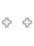 Beaverbrooks sterling silver cubic zirconia clover stud earrings - British product