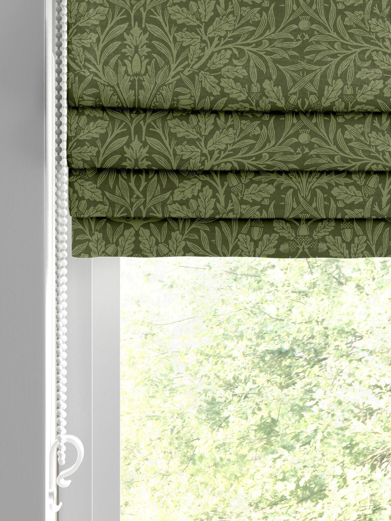 William Morris Moss Green Acorn Velvet Roman blind made to measure, UK version