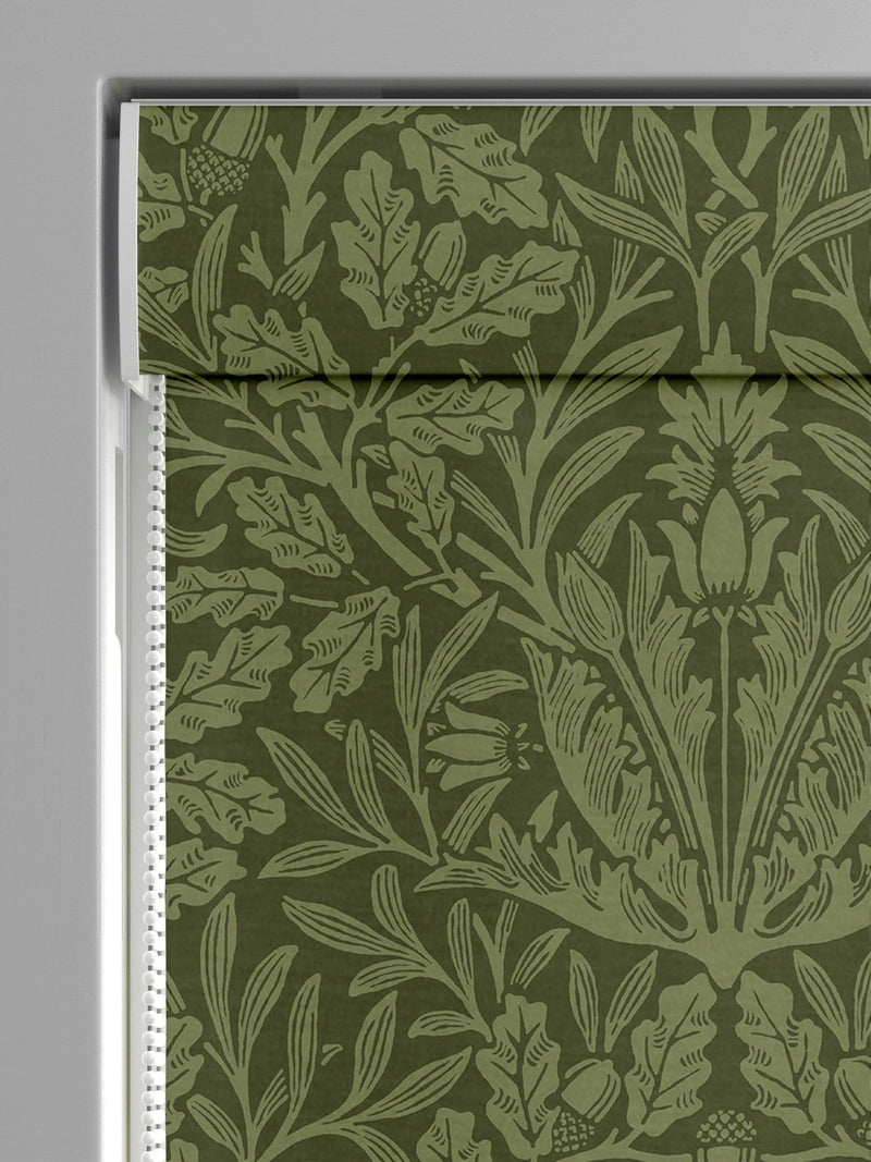 William Morris Moss Green Acorn Velvet Roman blind made to measure, UK version