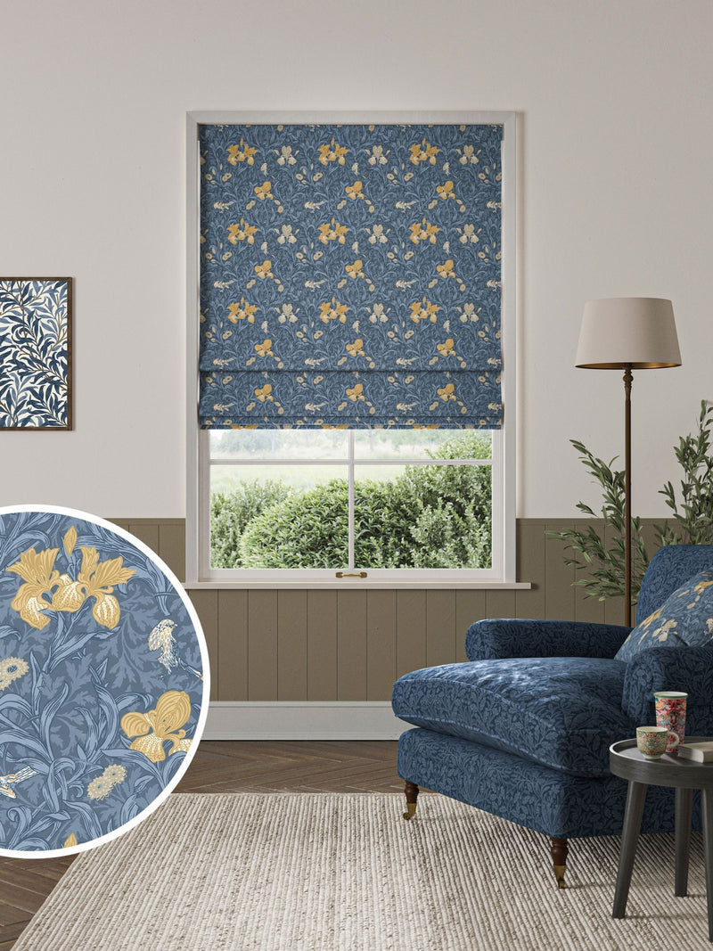 William Morris River Blue Iris roman blind (British brand)
