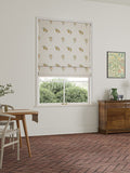 William Morris roman blind with fruit embroidery in natural and sage green - British product