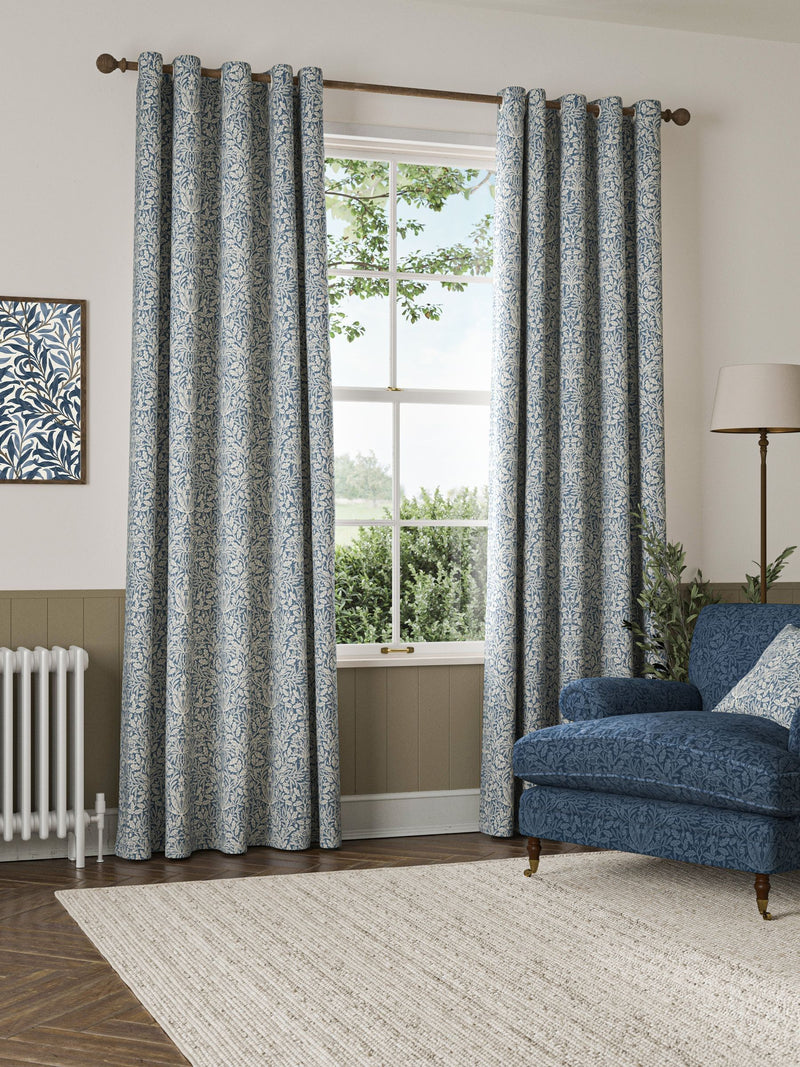 William Morris At Home River Blue Acorn curtains, UK version