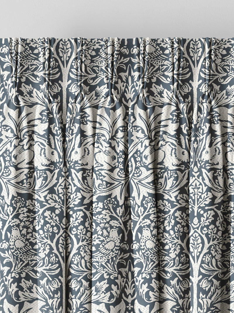 William Morris River Blue Brother Rabbit curtains, imported from the UK