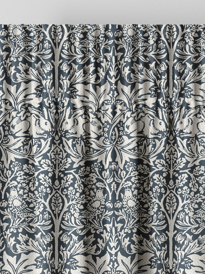 William Morris River Blue Brother Rabbit curtains, imported from the UK