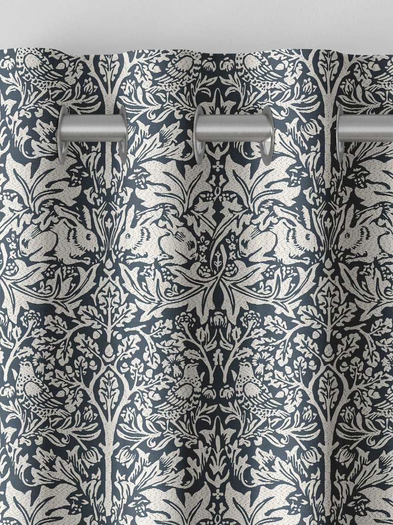 William Morris River Blue Brother Rabbit curtains, imported from the UK