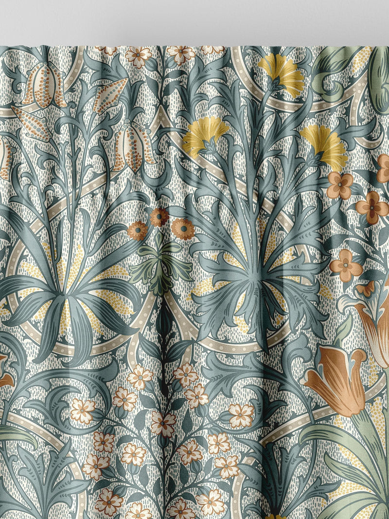 William Morris blue Woodland Weeds design curtains - British product