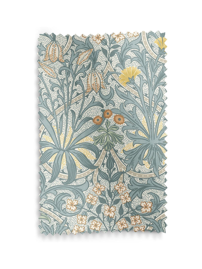 William Morris blue Woodland Weeds design curtains - British product
