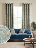 William Morris blue Woodland Weeds design curtains - British product