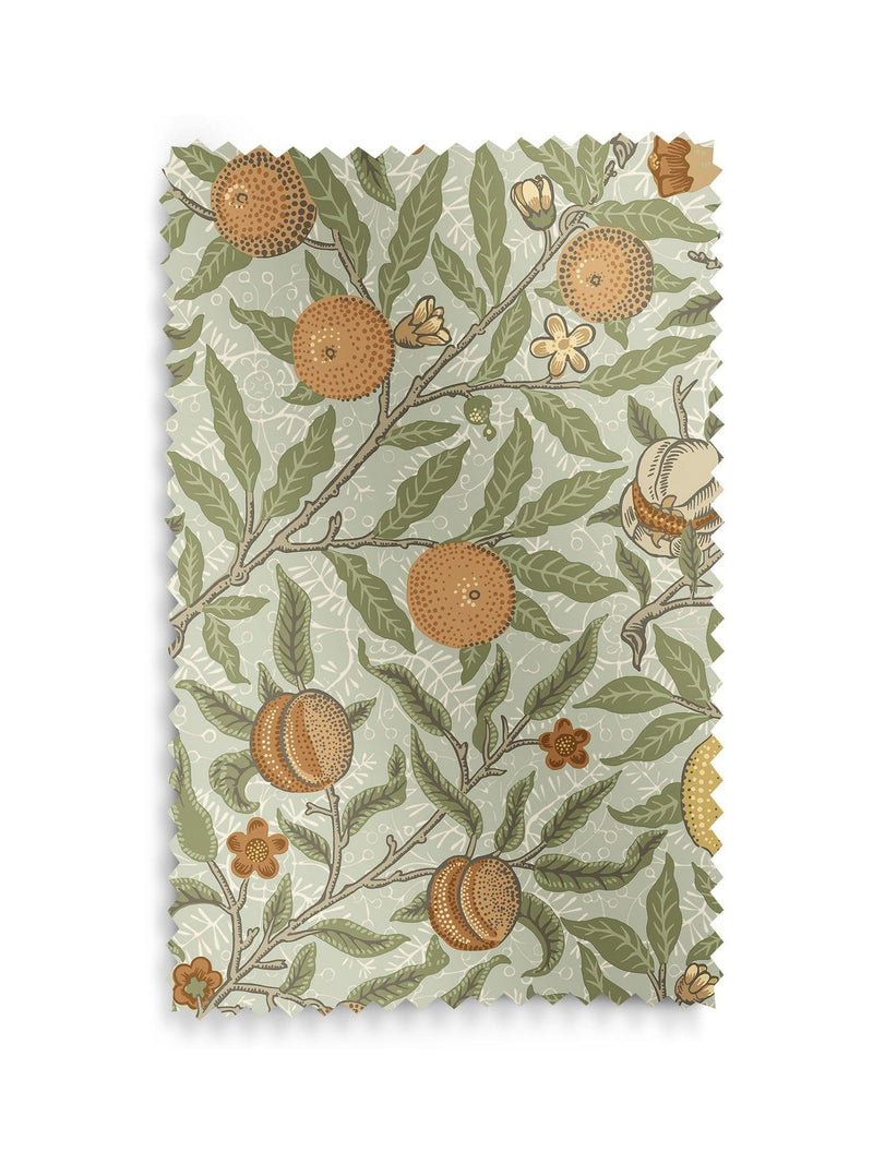 William Morris curtains lichen green fruit design (British brand)