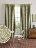 William Morris curtains lichen green fruit design (British brand)