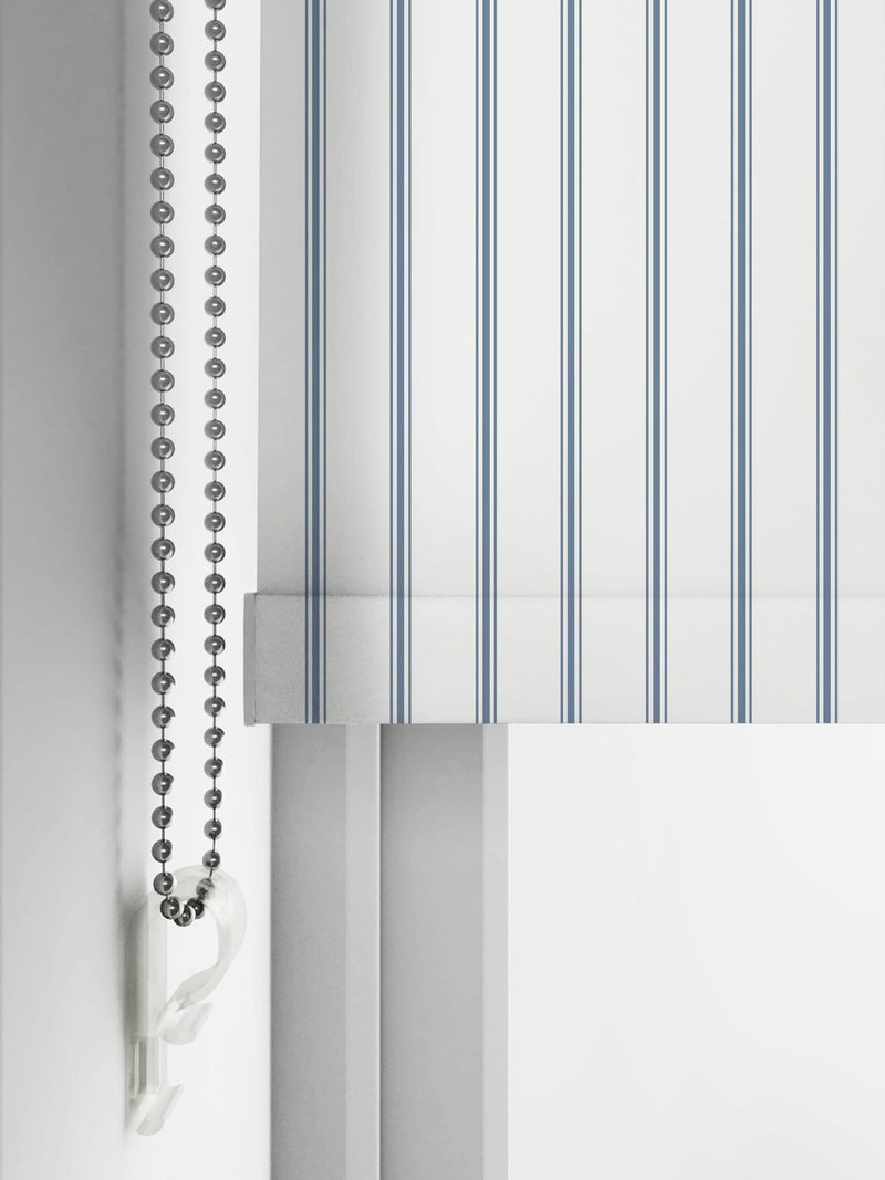 Laura Ashley roller blind dusky blue stripe Farnworth, imported from the UK