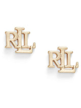 Next Lauren Ralph Lauren Gold Tone Logo Stud Earrings- Buy online at McGrocer