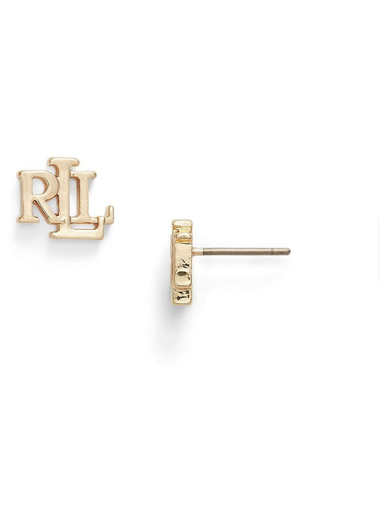 Lauren Ralph Lauren gold tone logo stud earrings, UK version