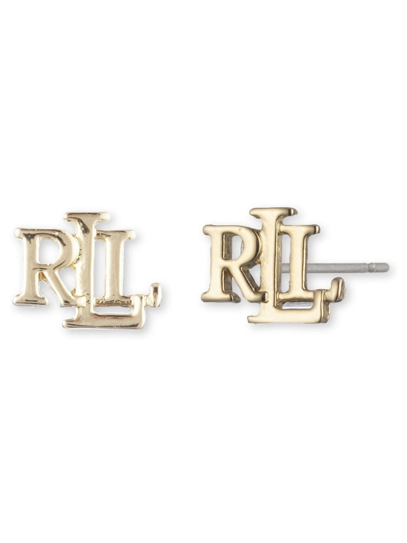 Lauren Ralph Lauren gold tone logo stud earrings, UK version