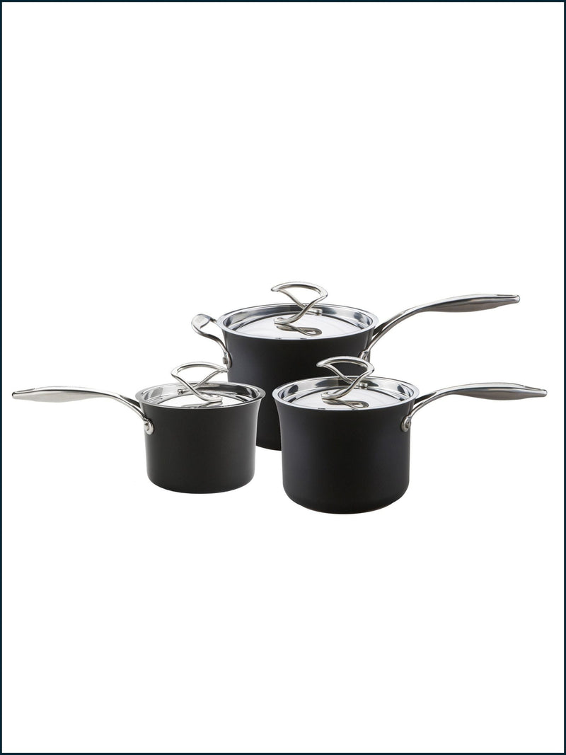 Circulon Black Style Hard Anodised Saucepan Set 16cm 18cm 20cm - British product