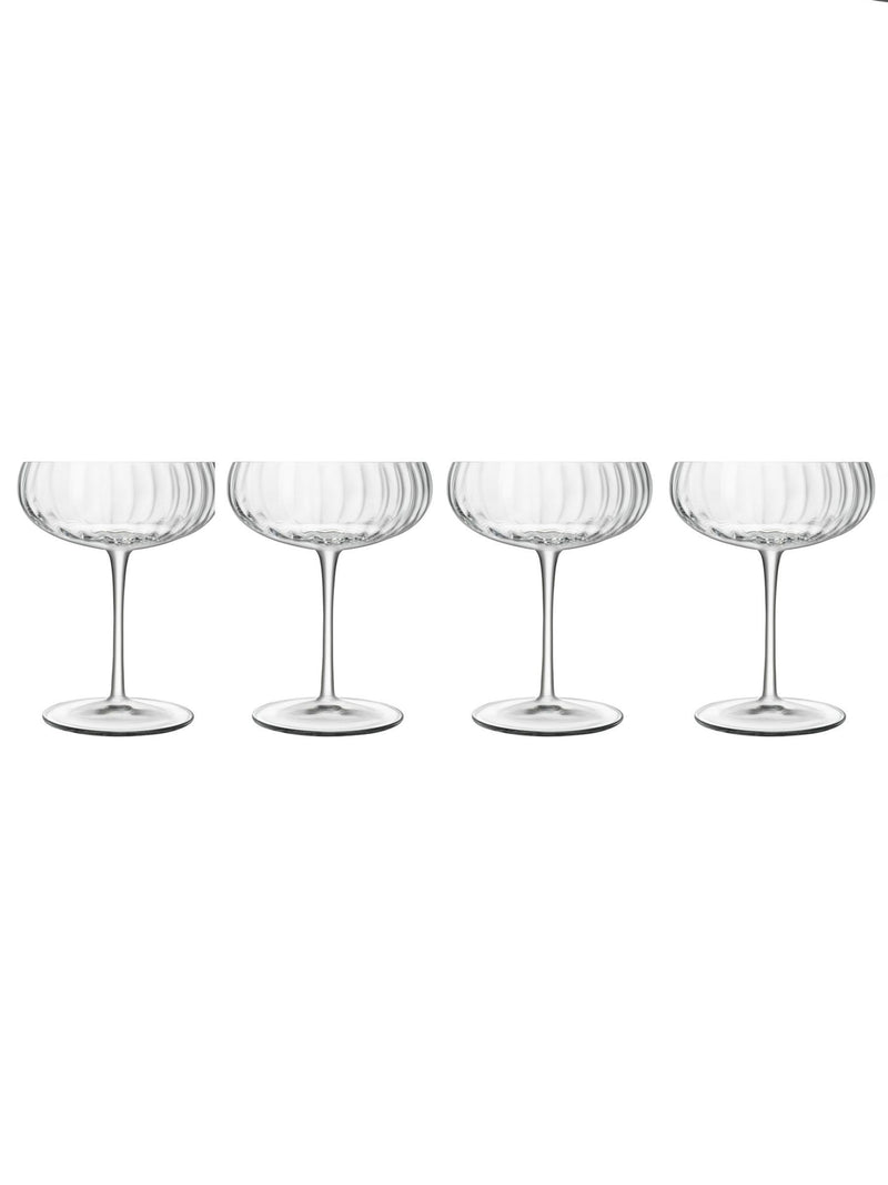 Luigi Bormioli grey Optica champagne glasses set of 4, UK version