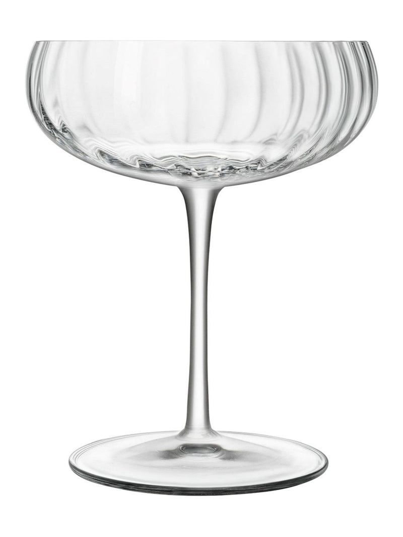 Luigi Bormioli grey Optica champagne glasses set of 4, UK version