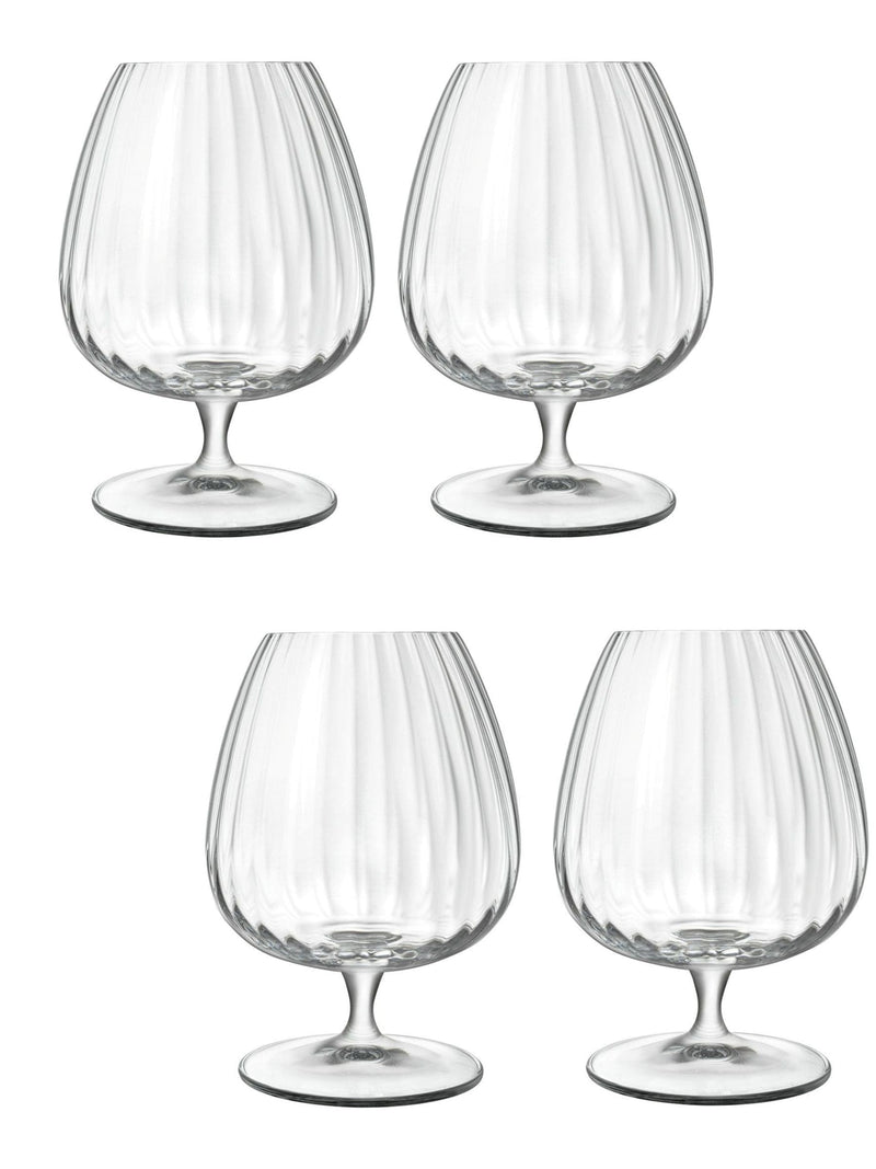 Luigi Bormioli Grey Optica Cognac Glasses Set of 6, UK version