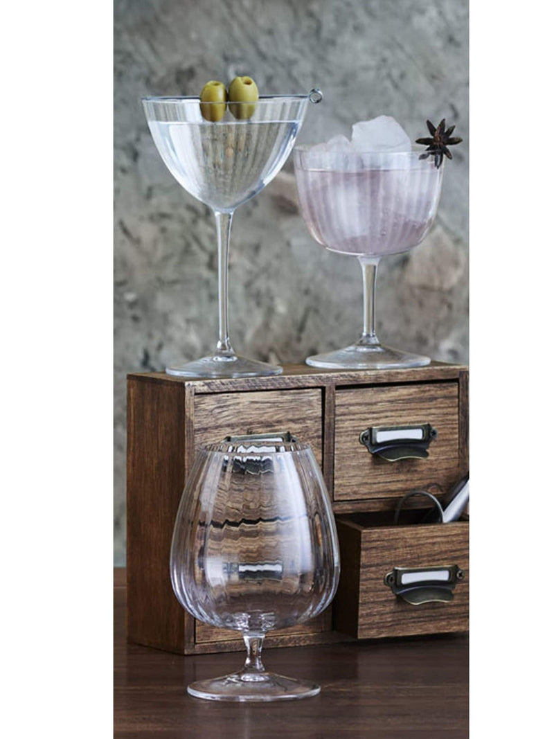 Luigi Bormioli Grey Optica Cognac Glasses Set of 6, UK version