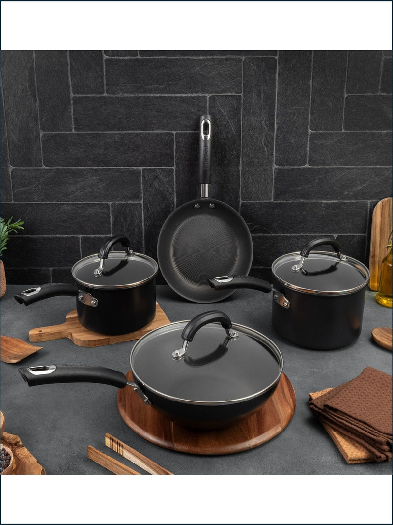Circulon 4 piece black total hard anodised non stick cookware set - British product