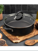 Next Circulon Total Hard Anodised Sauteuse with Glass Lid 28cm Sauté Pan- Buy online at McGrocer