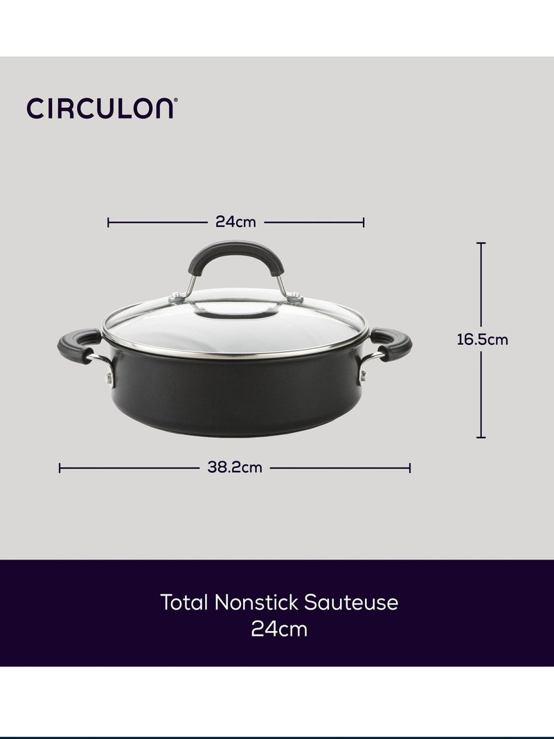 Circulon Grey Total Hard Anodised Sauteuse with Glass Lid 28cm - British product